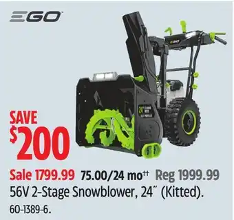 Canadian Tire EGO 56V 2-Stage Snowblower, 24˝ (Kitted) offer