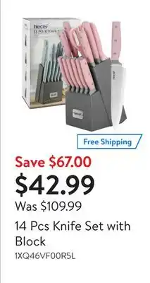 Walmart 14 Pcs Knife Set with Block offer