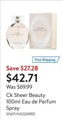 Walmart Ck Sheer Beauty 100ml Eau de Parfum Spray offer