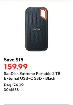 Staples SanDisk Extreme Portable 2 TB External USB-C SSD - Black offer