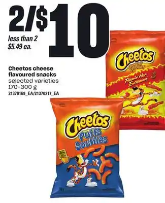 Loblaws CHEETOS CHEESE FLAVOURED SNACKS, 170-300 g offer