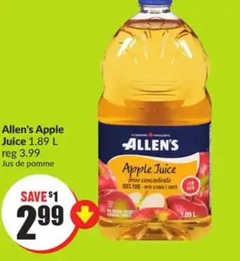 FreshCo Allen's Apple Juice 1.89 L offer