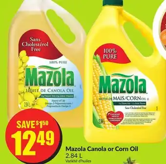 FreshCo Mazola Canola or Corn Oil 2.84 L offer