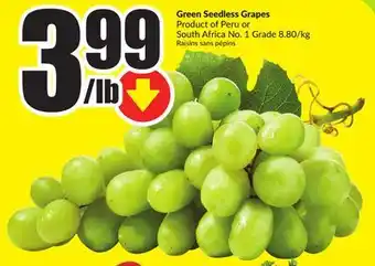 Chalo FreshCo Green Seedless Grapes Product of Peru or South Africa No. 1 Grade 8.80/kg offer