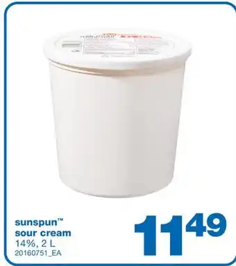 Wholesale Club SUNSPUN SOUR CREAM, 14%, 2 L offer
