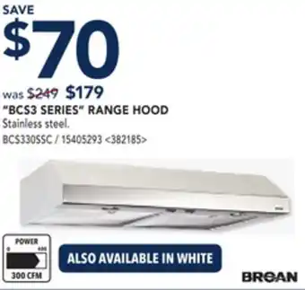 RONA BROAN BCS3 SERIES RANGE HOOD offer