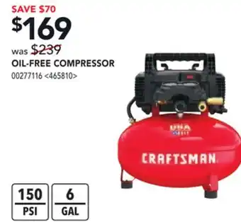 RONA CRAFTSMAN OIL-FREE COMPRESSOR offer