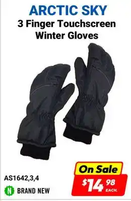 Factory Direct Arctic Sky 3 Finger Touchscreen Winter Gloves offer