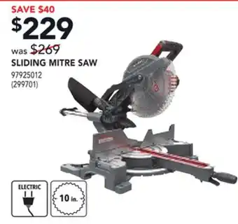 RONA CRAFTSMAN SLIDING MITRE SAW offer