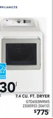 RONA GE APPLIANCES 7.4 CU. FT. DRYER offer