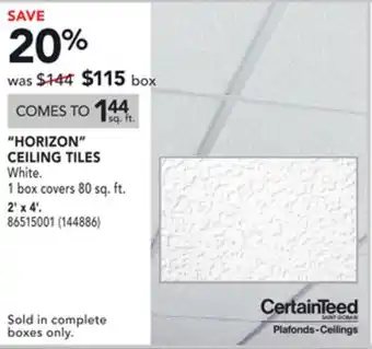 Réno Dépôt CERTAINTEED HORIZON CEILING TILES 2' x 4' offer