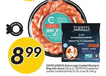 Sobeys COMPLIMENTS Extra Large Cooked Shrimp in Ring with Sauce offer