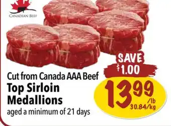 Farm Boy Cut from Canada AAA Beef Top Sirloin Medallions offer