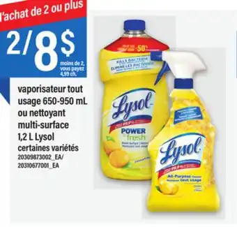 Maxi vaporisateur tout usage 650-950 mL ou nettoyant multi-surface 1,2 L Lysol offer