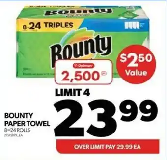 Real Canadian Superstore BOUNTY PAPER TOWEL 8-24 ROLLS offer