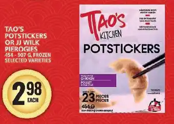 Food Basics TAO'S POTSTICKERS OR JJ WILK PIEROGIES 454-907G, FROZEN SELECTED VARIETIES offer