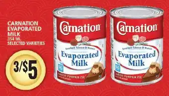 Food Basics CARNATION EVAPORATED MILK 354ML SELECTED VARIETIES offer