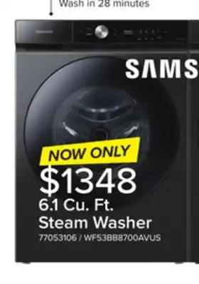 Leon's Samsung 6.1 Cu. Ft. Steam Washer offer