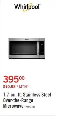 The Brick Whirlpool 1.7 Cu. Ft. Microwave Hood Combination with Electronic Touch Controls YWMH31017HZ offer