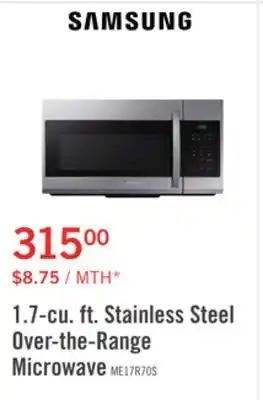 The Brick Samsung 1.7 Cu. Ft. Over-the-Range Microwave - ME17R7011ES/AC offer