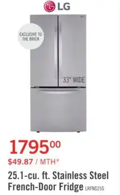 The Brick LG 25.1 Cu. Ft. French-Door Refrigerator - LRFNS2503S offer
