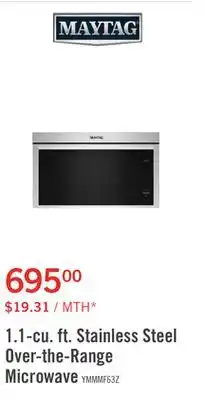 The Brick Maytag 1.1 Cu. Ft. Over-the-Range Flush-Mount Microwave - YMMMF6030PZ offer