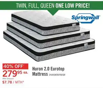 The Brick Springwall Huron 2.0 Eurotop Twin Mattress offer