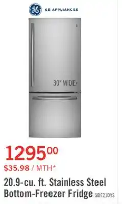 The Brick GE 20.9 Cu. Ft. Bottom-Freezer Refrigerator - GDE21DYRKFS offer