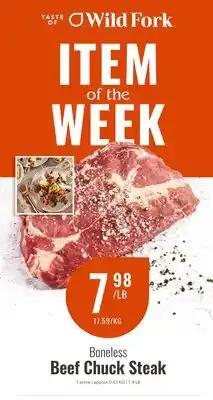 Wild Fork Foods Boneless Beef Chuck Steak offer