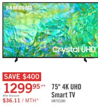 The Brick Samsung 75 CU8000 Crystal UHD 4K Smart TV offer