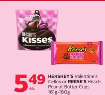 Rexall HERSHEY'S Valentine's Cellos or REESE'S Hearts Peanut Butter Cups offer