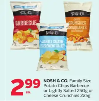 Rexall NOSH & CO. Family Size Potato Chips Barbecue or Lightly Salted 250g or Cheese Crunchies 225g offer