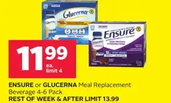 Rexall ENSURE or GLUCERNA Meal Replacement Beverage 4-6 Pack offer