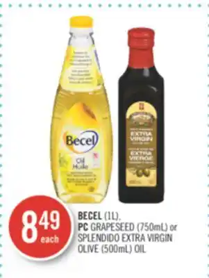 Shoppers Drug Mart BECEL (1L), PC GRAPESEED (750mL) or SPLENDIDO EXTRA VIRGIN OLIVE (500mL) OIL offer