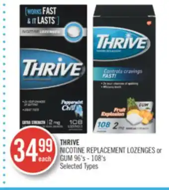 Shoppers Drug Mart THRIVE NICOTINE REPLACEMENT LOZENGES or GUM offer