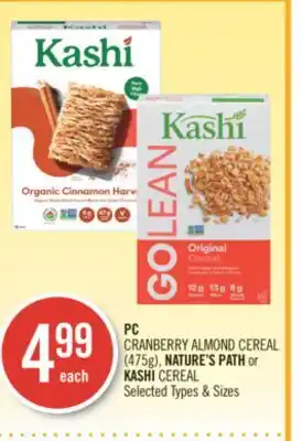 Shoppers Drug Mart PC CRANBERRY ALMOND CEREAL (475g) NATURE'S PATH or KASHI CEREAL offer