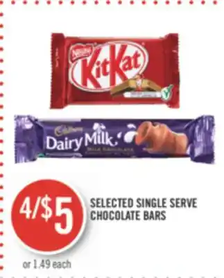Shoppers Drug Mart SELECTED SINGLE SERVE CHOCOLATE BARS offer