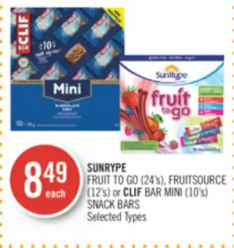 Shoppers Drug Mart SUNRYPE FRUIT TO GO (24's), FRUITSOURCE (12's) or CLIF BAR MINI (10's) SNACK BARS offer