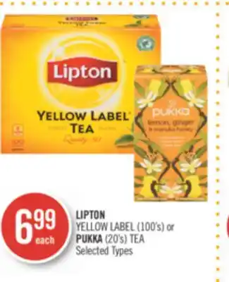 Shoppers Drug Mart LIPTON YELLOW LABEL (100's) or PUKKA (20's) TEA offer
