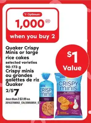 Independent City Market QUAKER CRISPY MINIS OR LARGE RICE CAKES, 90-173 g offer