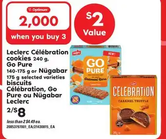 Independent City Market LECLERC CÉLÉBRATION COOKIES 240 G, GO PURE 140-175 G OR NÜGABAR 175 G offer