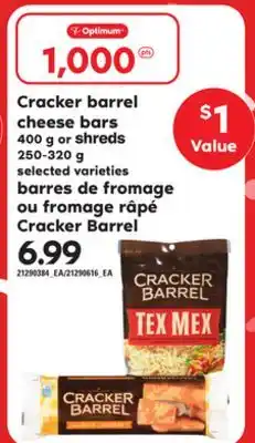 Independent City Market CRACKER BARREL CHEESE BARS, 400 G OR SHREDS, 250-320 G offer