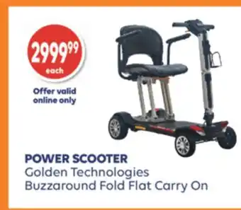 Wellwise by Shoppers POWER SCOOTER Golden Technologies Buzzaround Fold Flat Carry On offer