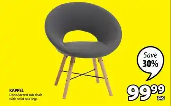 JYSK KAPPEL Upholstered tub chair with solid oak legs offer