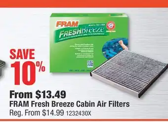 PartSource FRAM Fresh Breeze Cabin Air Filters offer