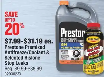 PartSource Prestone Premixed Antifreeze/Coolant & Selected Rislone Stop Leaks offer