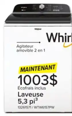 Leon's Laveuse à chargement par le haut 6,1 pi³ blanc WTW6157PW Whirlpool offer