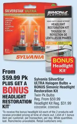 PartSource Sylvania SilverStar ULTRA Halogen Bulbs + BONUS Simoniz Headlight Restoration Kit offer