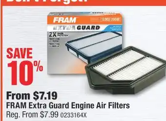 PartSource FRAM Extra Guard Engine Air Filters offer