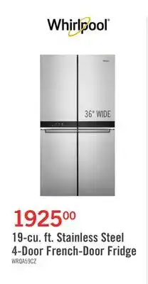 The Brick Whirlpool 19.4 Cu. Ft. 4-Door French-Door Refrigerator - WRQA59CNKZ offer